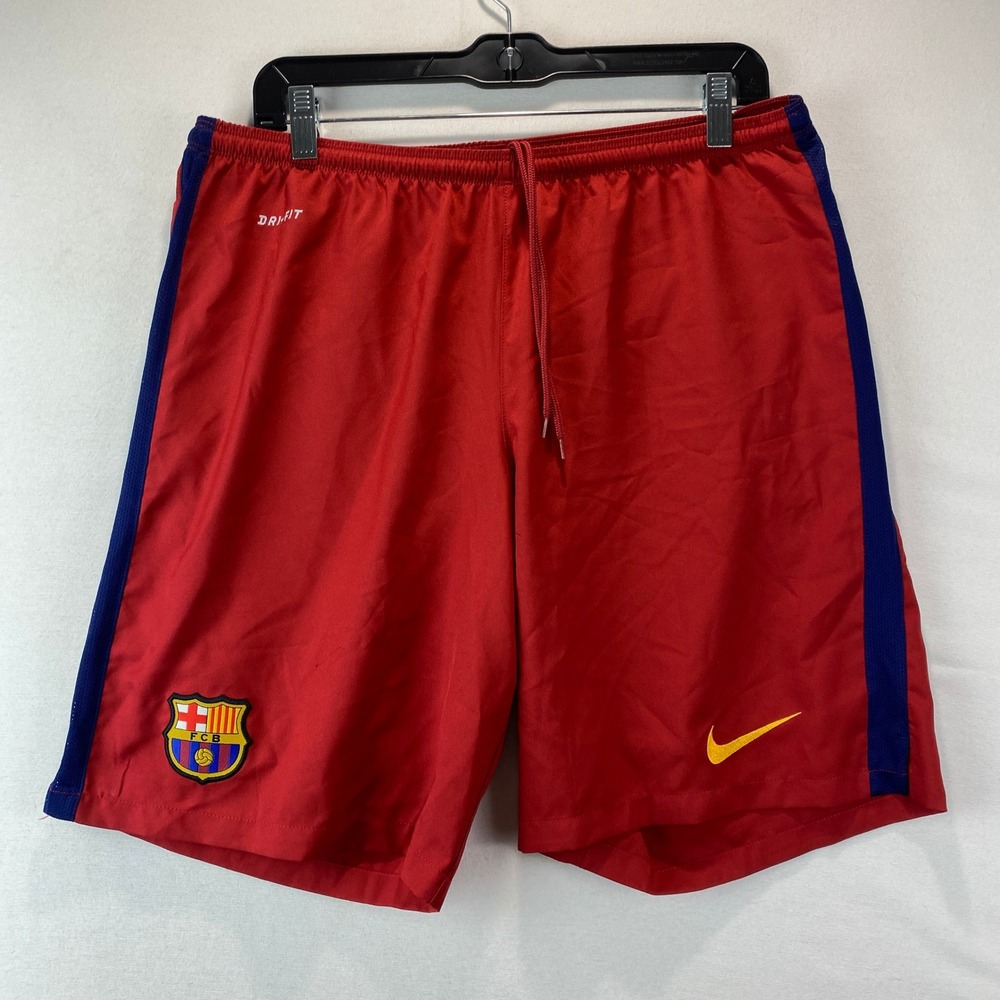 Nike FC Barcelona Dri-FIT Soccer Shorts Mens L Red Navy Blue 658786-618